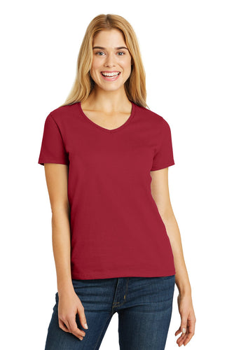 hanes ladies comfortsoft v neck tee 5780 deep red