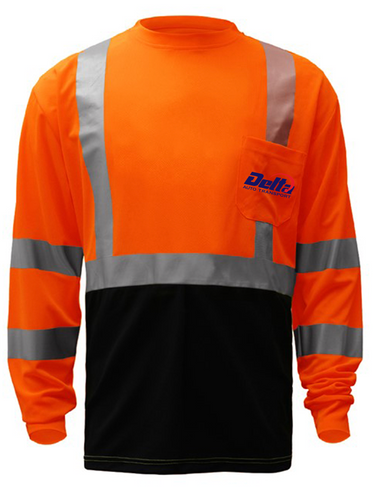 Class 3 Safety LS T-Shirt 5114 Orange with Black Bottom [DELTA AUTO]