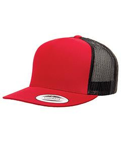 Yupoong Adult 5 -Panel Classic Trucker Cap 6006 RED/ BLACK