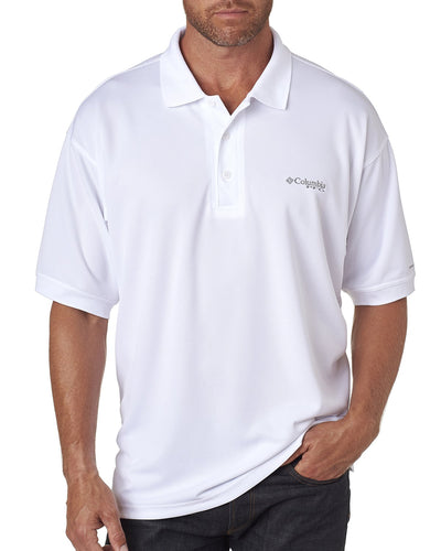 Columbia White 6016 polo shirts with logo embroidery