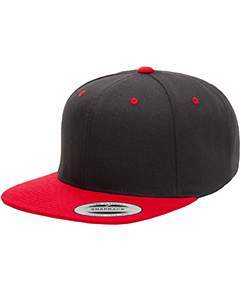 Yupoong Adult 6-Panel Structured Flat Visor Classic Snapback 6089 BLACK/ RED