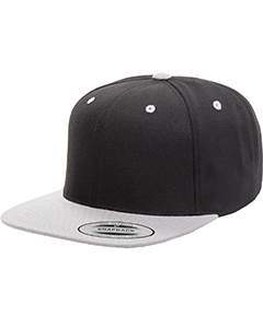 Yupoong Adult 6-Panel Structured Flat Visor Classic Snapback 6089 BLACK/ SILVER
