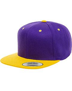 Yupoong Adult 6-Panel Structured Flat Visor Classic Snapback 6089 PURPLE/ GOLD