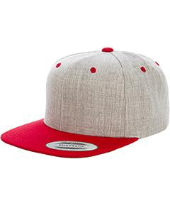 Yupoong Adult 6-Panel Structured Flat Visor Classic Two Tone Snapback 6089MT HEATHER/ RED