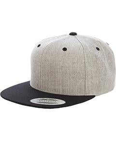 Yupoong Adult 6-Panel Structured Flat Visor Classic Two Tone Snapback 6089MT HEATHER/ BLACK
