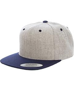 Yupoong Adult 6-Panel Structured Flat Visor Classic Two Tone Snapback 6089MT HEATHER/ NAVY