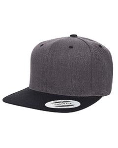 Yupoong Adult 6-Panel Structured Flat Visor Classic Two-Tone Snapback 6089MT DRK HTHR/ BLACK