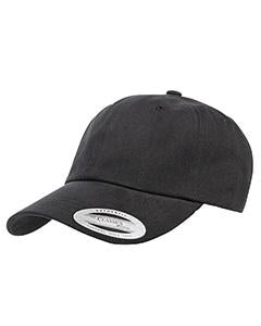 Yupoong Adult Peached Cotton Twill Dad Cap 6245PT BLACK