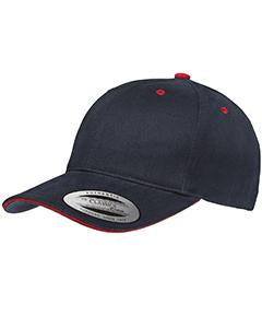 Yupoong Adult Brushed Cotton Twill 6-Panel Mid-Profile Sandwich Cap 6262S NAVY/ RED