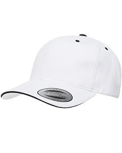Yupoong Adult Brushed Cotton Twill 6-Panel Mid-Profile Sandwich Cap 6262S WHITE/ BLACK
