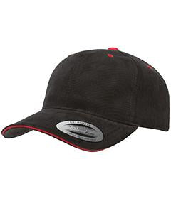 Yupoong Adult Brushed Cotton Twill 6-Panel Mid-Profile Sandwich Cap 6262S BLACK/ RED