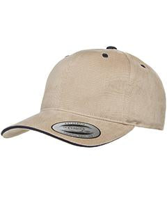 Yupoong Adult Brushed Cotton Twill 6-Panel Mid-Profile Sandwich Cap 6262S KHAKI/ NAVY