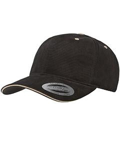 Yupoong Adult Brushed Cotton Twill 6-Panel Mid-Profile Sandwich Cap 6262S BLACK/ KHAKI