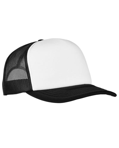 Yupoong Adult Classics Curved Visor Foam Trucker Cap - White Front Panel Black/ Wht/ Blk
