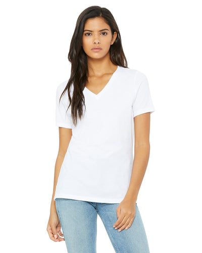 bella + canvas ladies relaxed jersey short sleeve v-neck t-shirt 6405 white