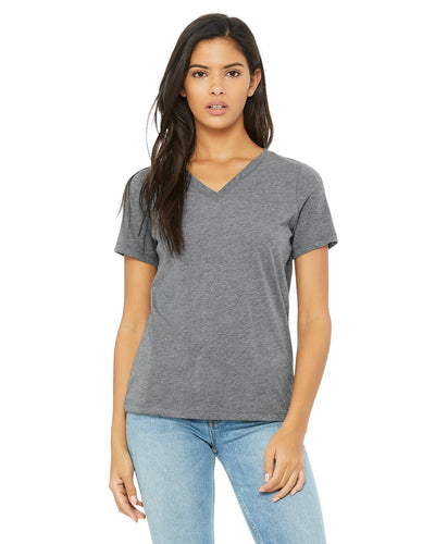 bella + canvas ladies relaxed jersey short sleeve v-neck t-shirt 6405 grey triblend