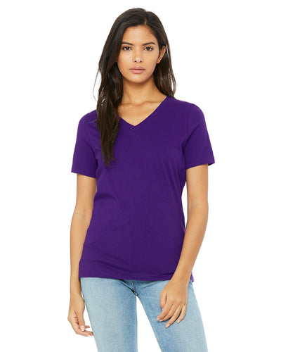 bella + canvas ladies relaxed jersey short sleeve v-neck t-shirt 6405 team purple