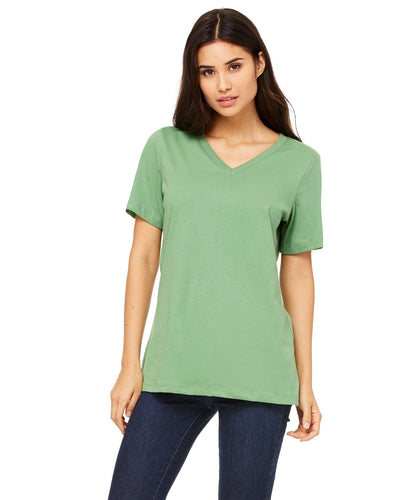 bella + canvas ladies relaxed jersey short sleeve v-neck t-shirt 6405 leaf