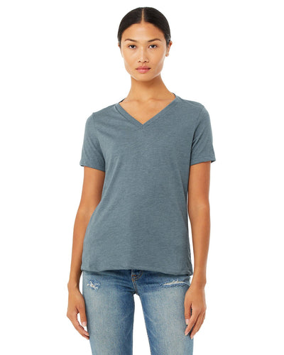 bella + canvas ladies relaxed jersey short sleeve v-neck t-shirt 6405 heather slate