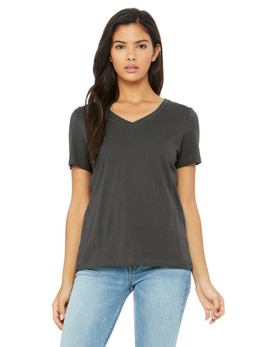 bella + canvas ladies relaxed jersey short sleeve v-neck t-shirt 6405 asphalt