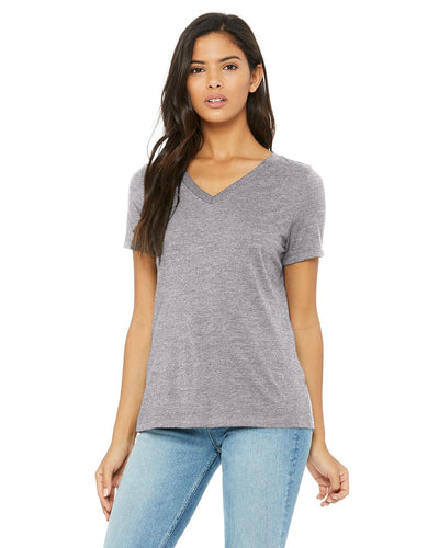 bella + canvas ladies relaxed jersey short sleeve v-neck t-shirt 6405 athletic heather
