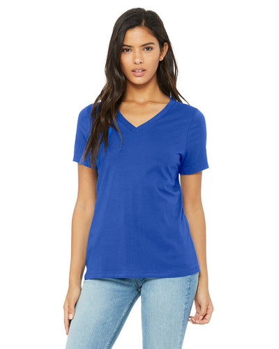 bella + canvas ladies relaxed jersey short sleeve v-neck t-shirt 6405 true royal