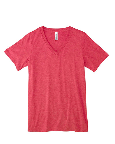 bella + canvas ladies relaxed jersey short sleeve v-neck t-shirt 6405 red triblend