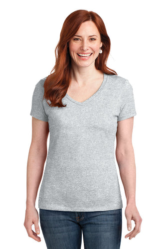 hanes ladies nano t cotton v neck t shirt s04v ash