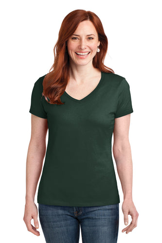 hanes ladies nano t cotton v neck t shirt s04v deep forest