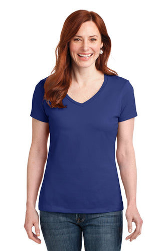 hanes ladies nano t cotton v neck t shirt s04v deep royal