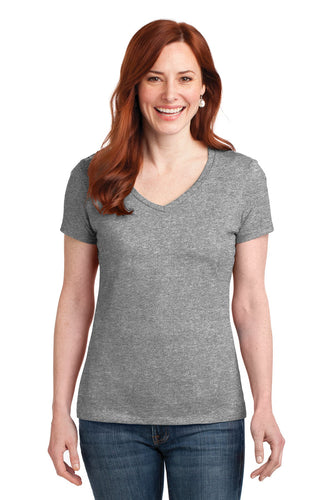 hanes ladies nano t cotton v neck t shirt s04v light steel