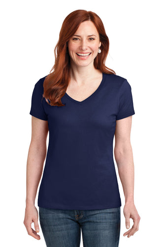 hanes ladies nano t cotton v neck t shirt s04v navy