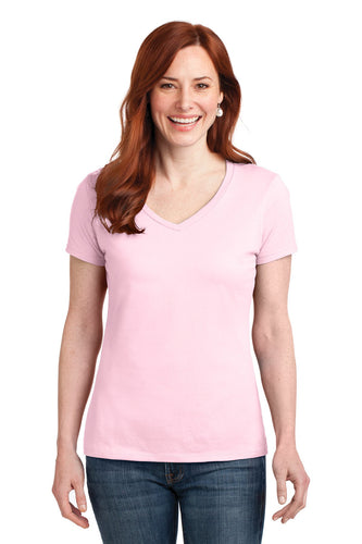 hanes ladies nano t cotton v neck t shirt s04v pale pink