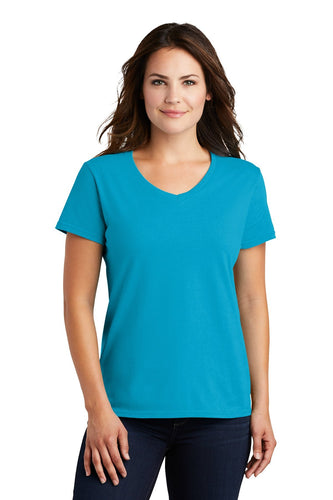 anvil ladies combed ring spun cotton v neck t shirt 88vl caribbean blue