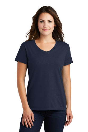 anvil ladies combed ring spun cotton v neck t shirt 88vl navy