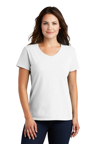 anvil ladies combed ring spun cotton v neck t shirt 88vl white