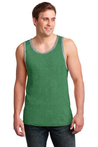 anvil combed ring spun cotton tank top 986 heather green/ heather grey