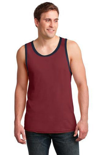anvil combed ring spun cotton tank top 986 independence red/ navy