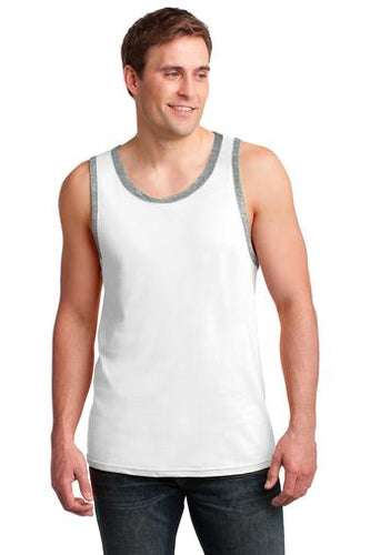anvil combed ring spun cotton tank top 986 white/ heather grey