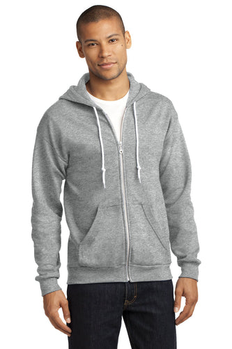 anvil full zip hooded sweatshirt 71600 heather grey, custom embroidered sweatshirts