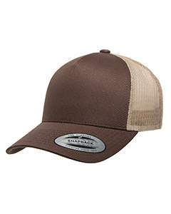 Yupoong Adult 5-Panel Retro Trucker Cap 6506 BROWN/ KHAKI