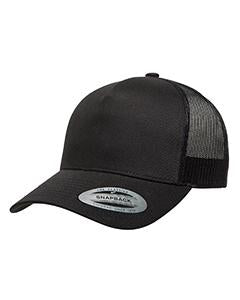 Yupoong Adult 5-Panel Retro Trucker Cap 6506 BLACK