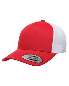 Yupoong Adult 5-Panel Retro Trucker Cap 6506 RED/ WHITE