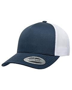 Yupoong Adult 5-Panel Retro Trucker Cap 6506 NAVY/ WHITE