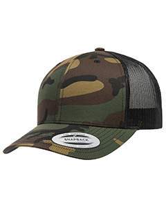 Yupoong Adult Retro Trucker Cap 6606 GREEN CAMO/ BLK