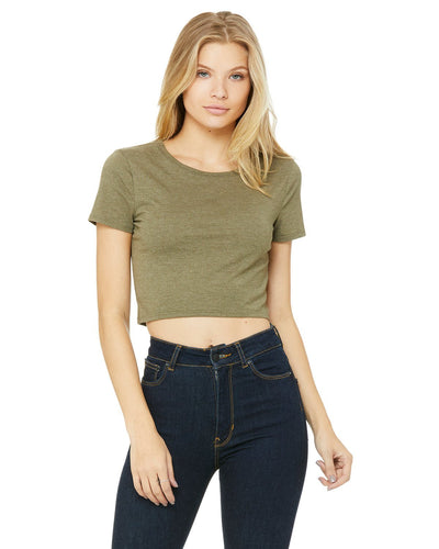 bella + canvas ladies poly-cotton crop t-shirt 6681 heather olivebella + canvas ladies poly-cotton crop t-shirt 6681 true royal
