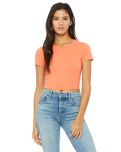 bella + canvas ladies poly-cotton crop t-shirt 6681 coralbella + canvas ladies poly-cotton crop t-shirt 6681 heather olive