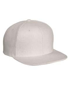 Yupoong Adult 6-Panel Melton Wool Structured Flat Visor Classic Snapback Cap 6689 NATURAL