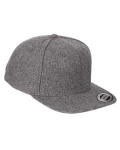 Yupoong Adult 6-Panel Melton Wool Structured Flat Visor Classic Snapback Cap 6689 DARK GREY