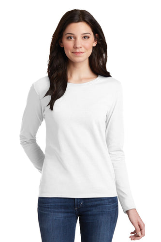 gildan ladies heavy cotton long sleeve t shirt 5400l white